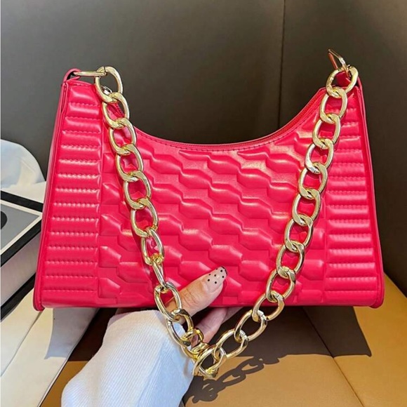 Boho vegan leather quilted shoulder bag